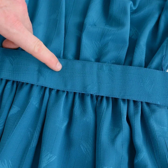 Vintage Teal Midi  Dress with Shoulder Pads & Belt - Picture 14 of 14